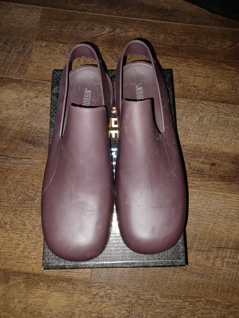 Cape Robbin dark brown rubber slingback clogs featuring an ultra-rounded toe